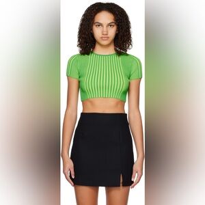 Simon Miller Lime Green Striped Crop Top